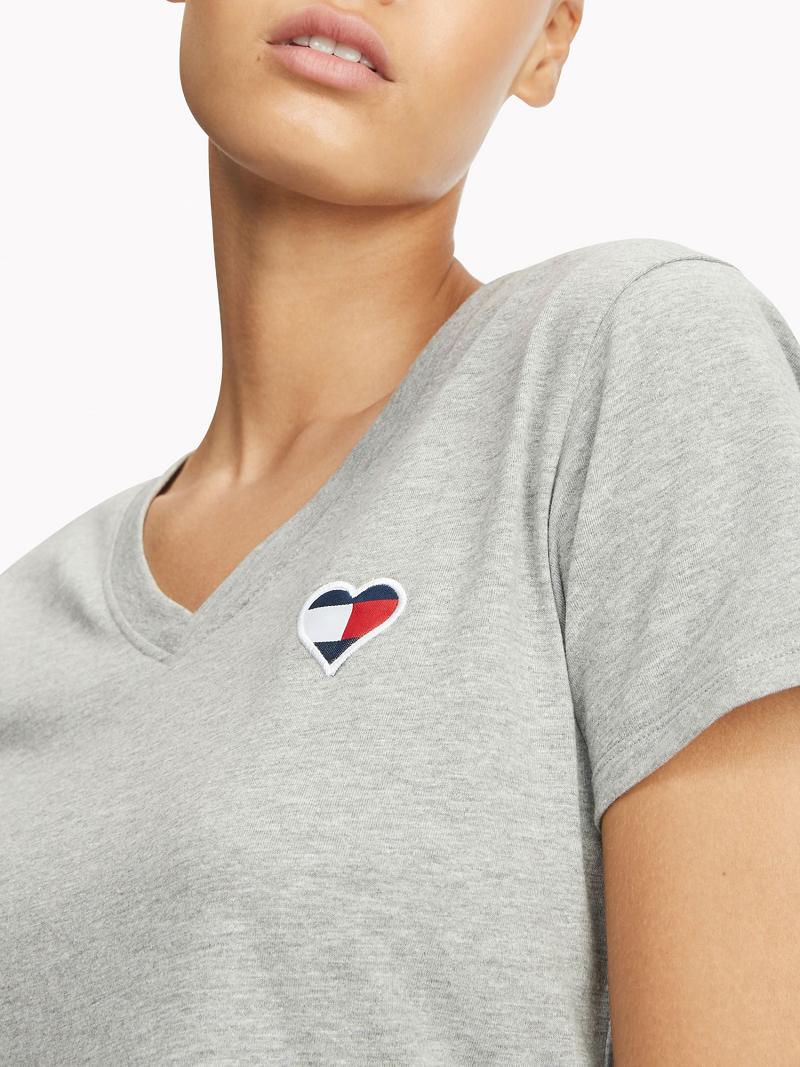 Női Tommy Hilfiger Heart Sleep Póló Szürke | HU 454QMA